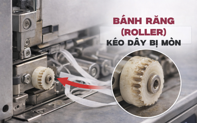 Bánh răng (Roller) kéo dây bị mòn