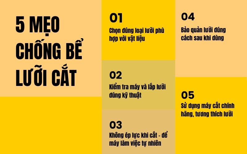 5 cách này để chống bể lưỡi cho máy cắt sắt