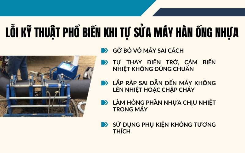 Lỗi kỹ thuật phổ biến khi tự sửa máy hàn ống và hậu quả