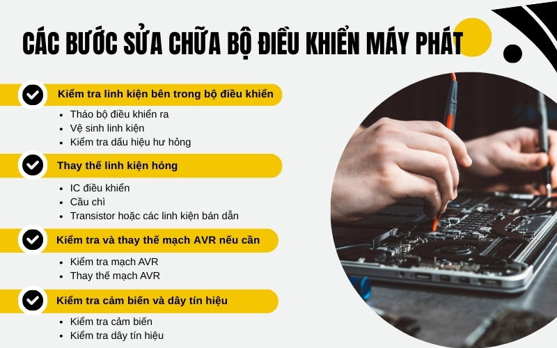Các bước sửa chữa bộ điều khiển máy phát điện