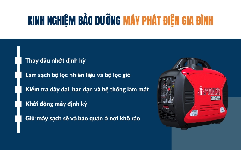 Kinh nghiệm bảo dưỡng máy phát điện gia đình