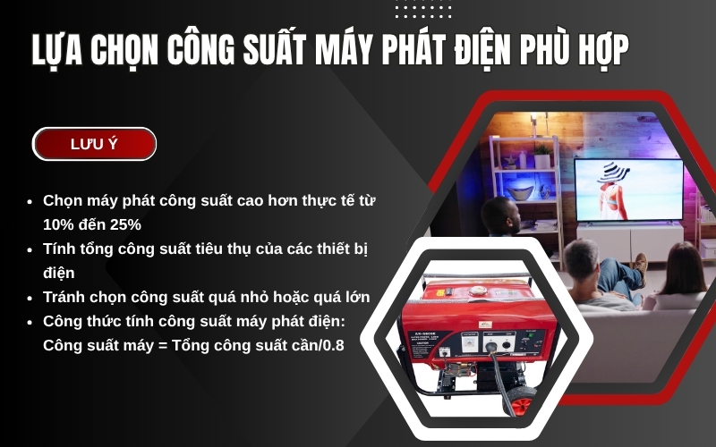 Lựa chọn công suất máy phát điện phù hợp