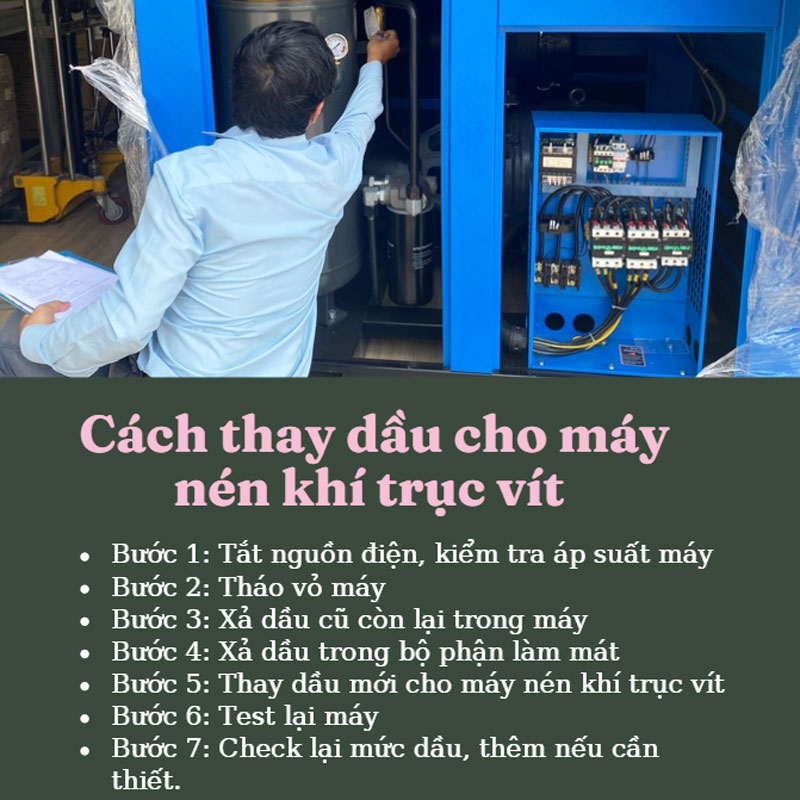 Cách thay dầu cho máy nén khí trục vít 