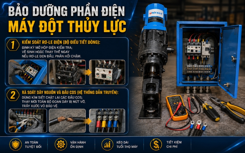 Cách bảo dưỡng phần điện của máy đột thủy lực