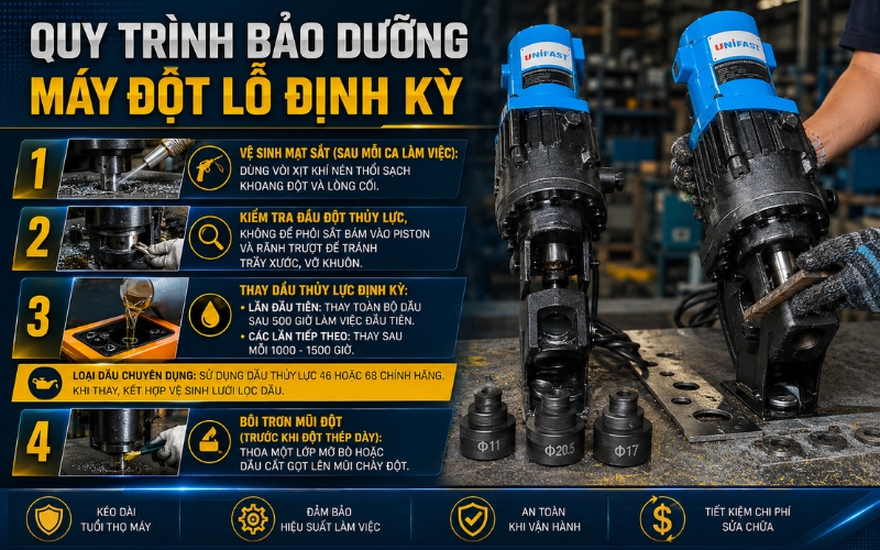 Hướng dẫn bảo dưỡng máy đột lỗ định kỳ