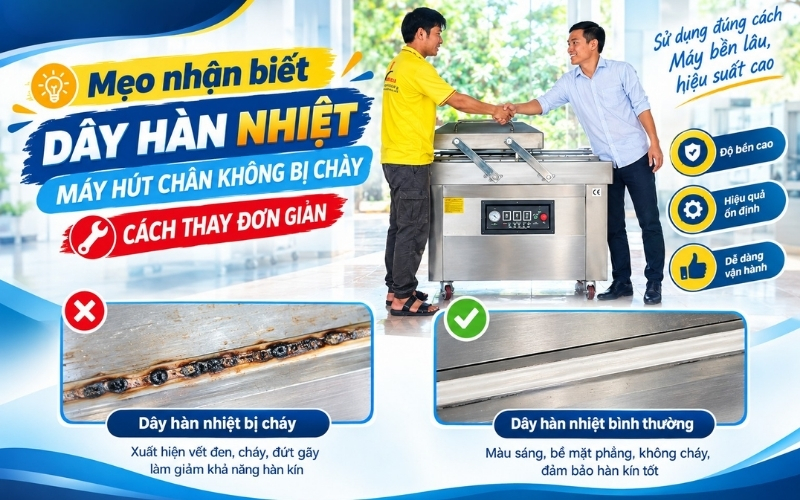 Mẹo nhận biết dây hàn nhiệt máy hút chân không bị cháy - Cách thay đơn giản