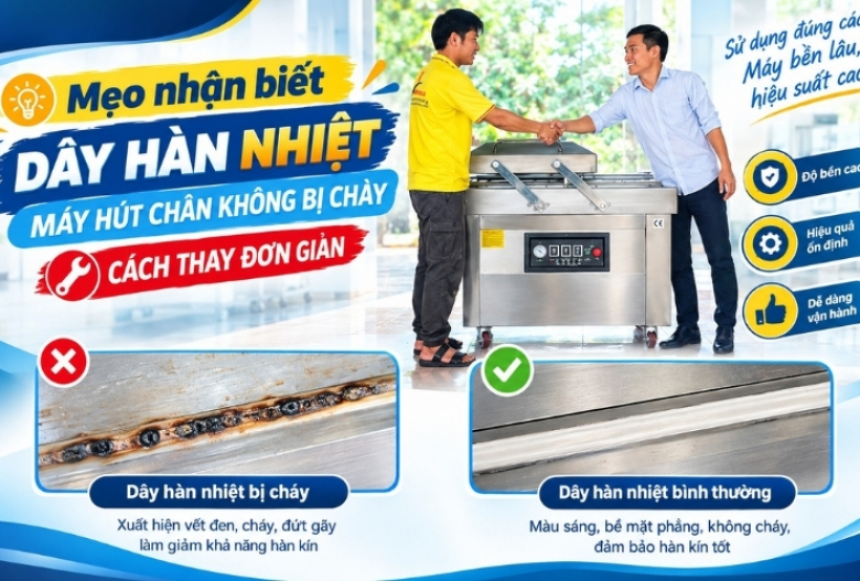 Mẹo nhận biết dây hàn nhiệt máy hút chân không bị cháy - Cách thay đơn giản
