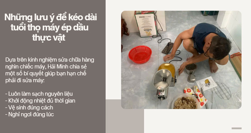 Những lưu ý để kéo dài tuổi thọ máy ép dầu thực vật 