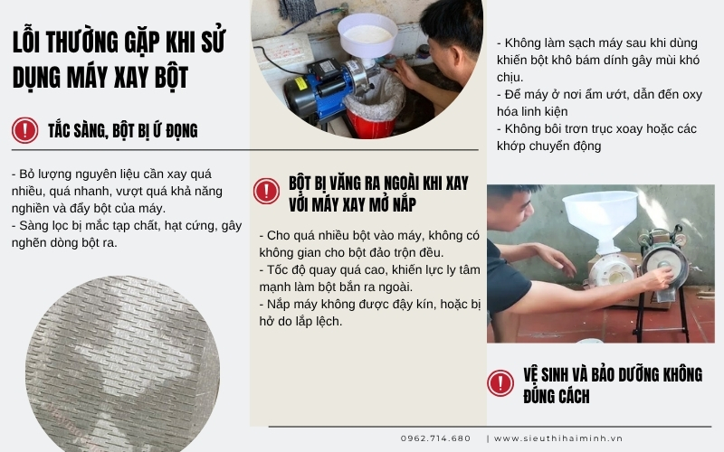 Lỗi thường gặp khi sử dụng máy xay bột