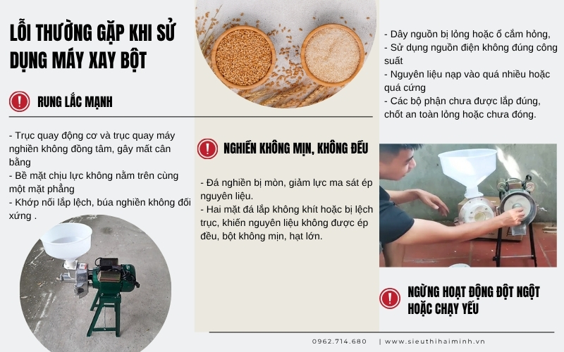 Lỗi thường gặp khi sử dụng máy xay bột