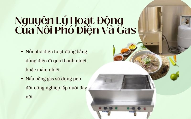 Nguyên lý hoạt động của nồi phở điện và gas