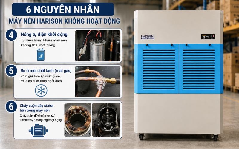 6 nguyên nhân máy nén Harison không hoạt động