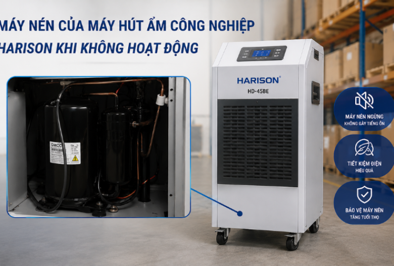 Máy nén của máy hút ẩm công nghiệp Harison khi không hoạt động