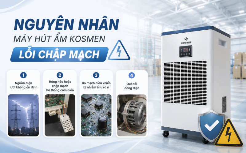 Nguyên nhân máy hút ẩm Kosmen lỗi chập mạch