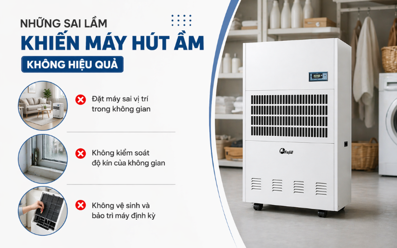 Những sai lầm khiến máy hút ẩm không hiệu quả