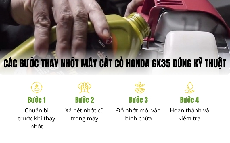 Các bước thay nhớt máy cắt cỏ Honda GX35 đúng kỹ thuật