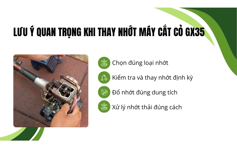 Lưu ý quan trọng khi thay nhớt máy cắt cỏ GX35