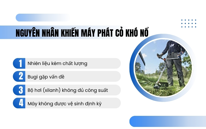 Nguyên nhân khiến máy phát cỏ khó nổ