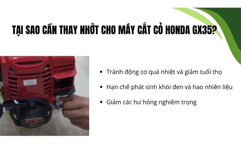 Tại sao cần thay nhớt cho máy cắt cỏ Honda GX35?