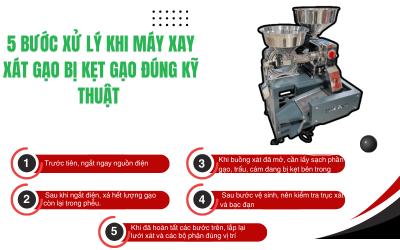 5 Bước xử lý khi máy xay xát gạo bị kẹt gạo đúng kỹ thuật 