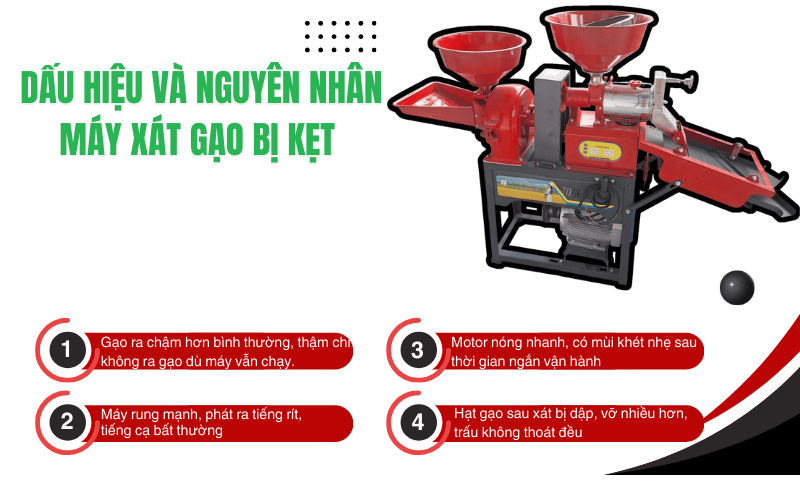 Dấu hiệu nhận biết máy xay xát gạo đang bị kẹt gạo