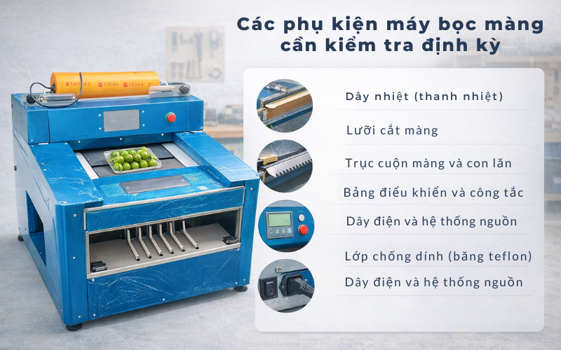 Các phụ kiện máy bọc màng cần kiểm tra định kỳ