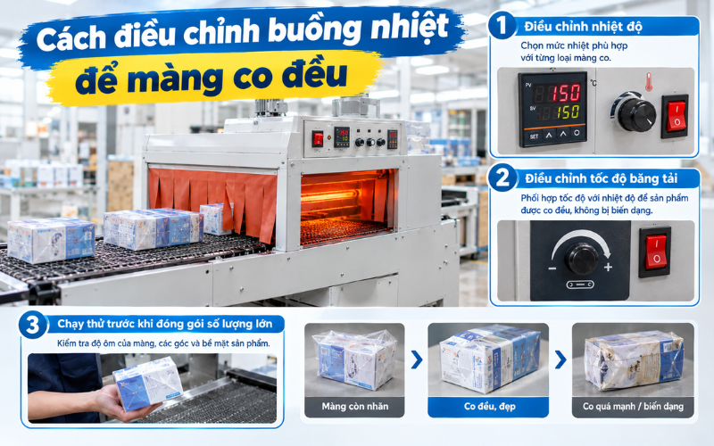 Cách điều chỉnh buồng nhiệt để màng co đều