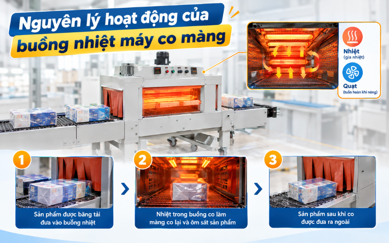 Nguyên lý hoạt động của buồng nhiệt máy co màng