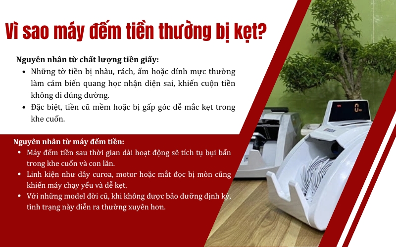 Vì sao máy đếm tiền thường bị kẹt?