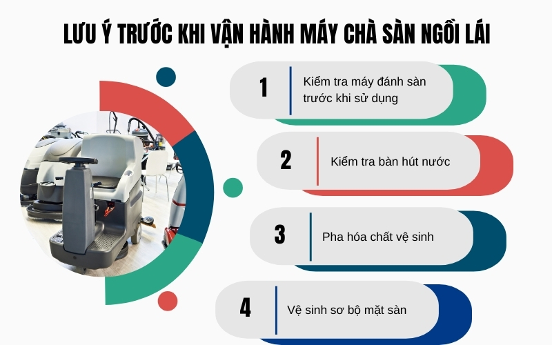 Lưu ý trước khi vận hành máy chà sàn ngồi lái