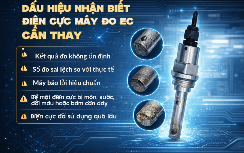 Dấu hiệu nhận biết điện cực máy đo EC cần thay
