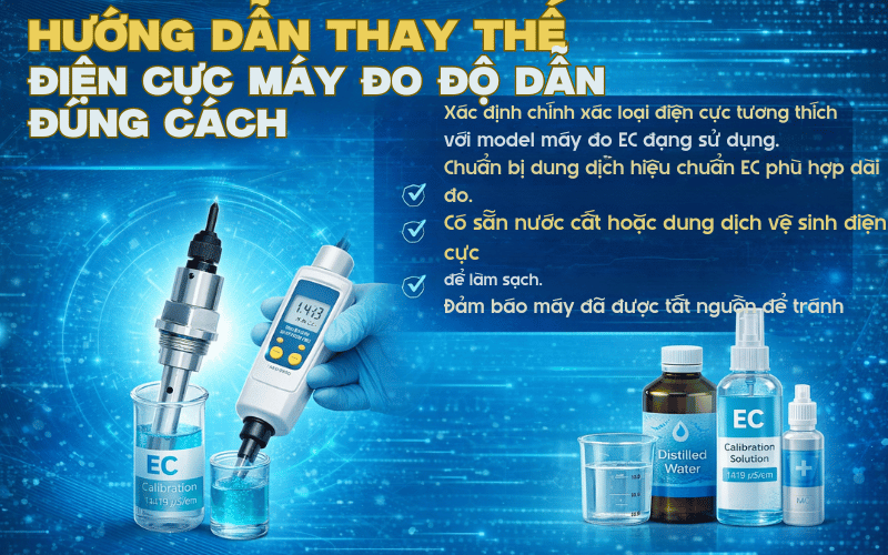 Hướng dẫn thay thế điện cực máy đo độ dẫn đúng cách
