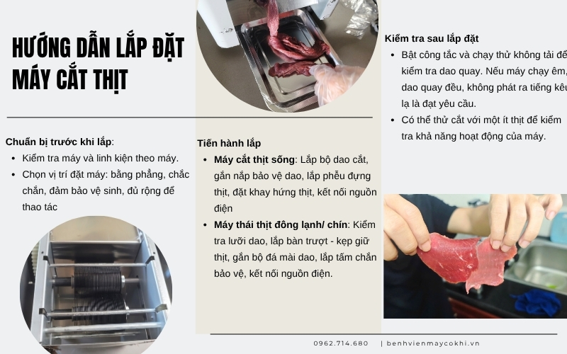 Hướng dẫn lắp đặt máy cắt thịt