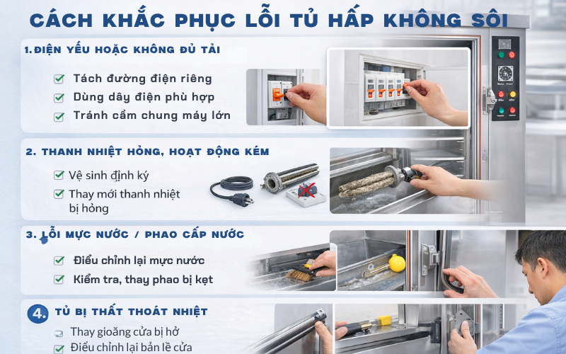 Cách khắc phục lỗi tủ hấp không sôi