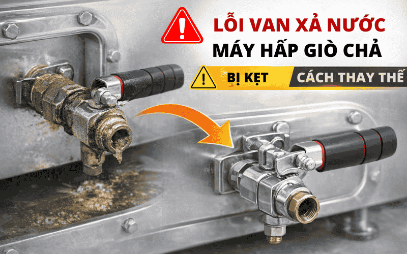 Lỗi Van Xả Nước Máy Hấp Giò Chả Bị Kẹt Và Cách Thay Thế
