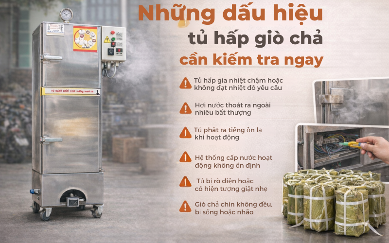 Dấu Hiệu Tủ Hấp Giò Chả Cần Kiểm Tra Bảo Dưỡng