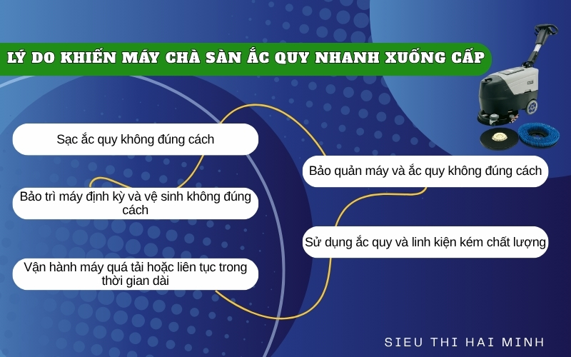 Lý do khiến máy chà sàn ắc quy nhanh xuống cấp