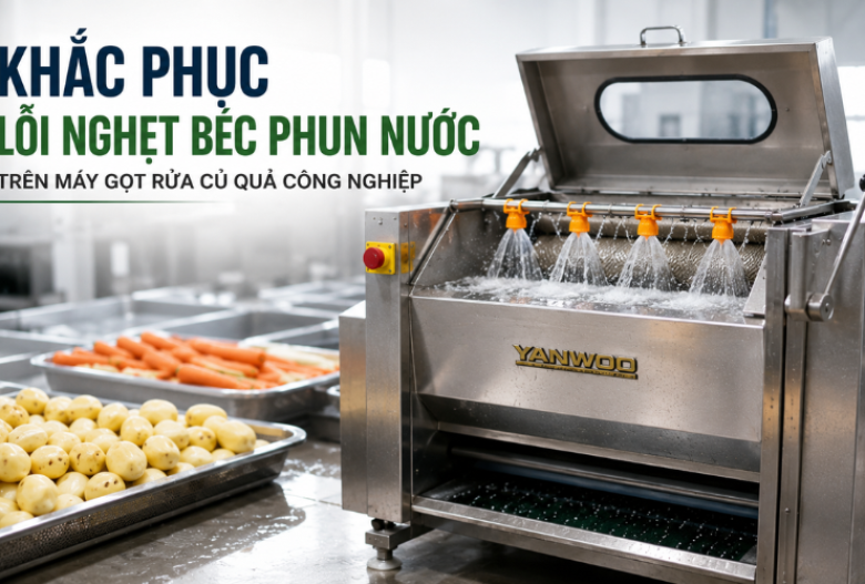 Khắc phục lỗi nghẹt béc phun nước trên máy gọt rửa củ quả công nghiệp