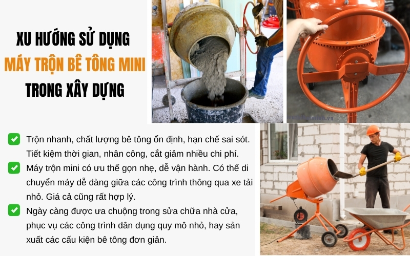 Xu hướng sử dụng máy trộn bê tông mini trong xây dựng