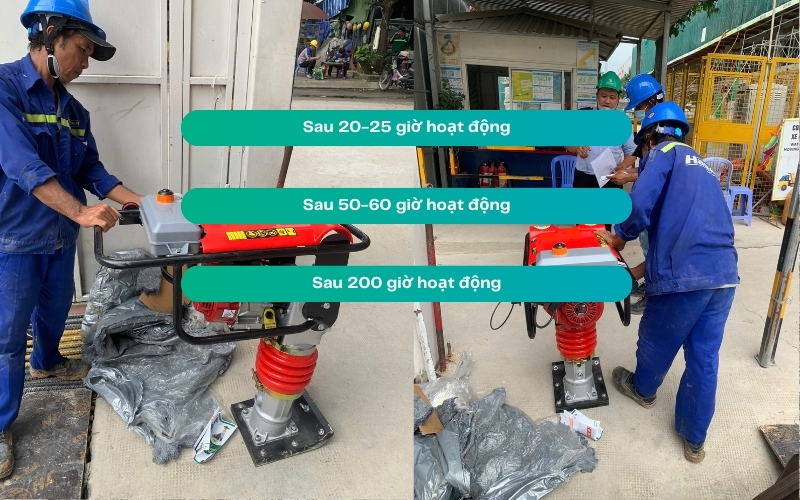 Thời gian bảo trì định kỳ cho đầm cóc chạy xăng