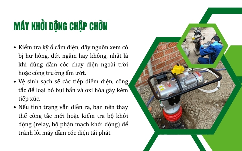 Xử lý lỗi máy đầm cóc khởi động chập chờn