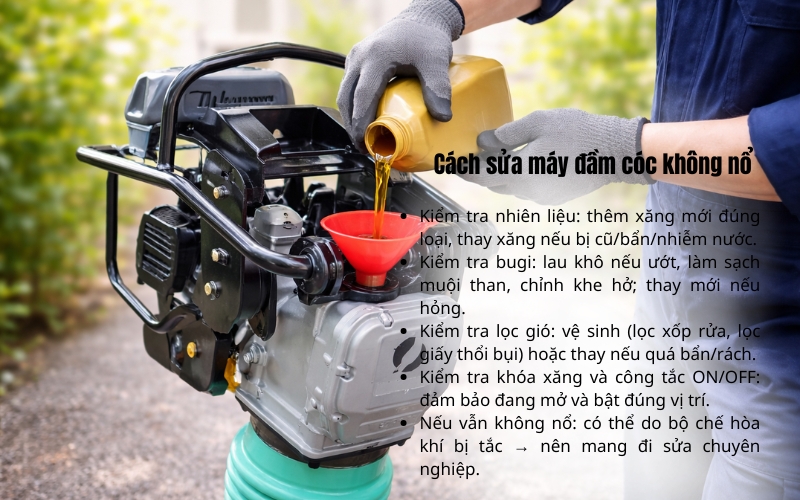 sửa máy đầm đất không nổ