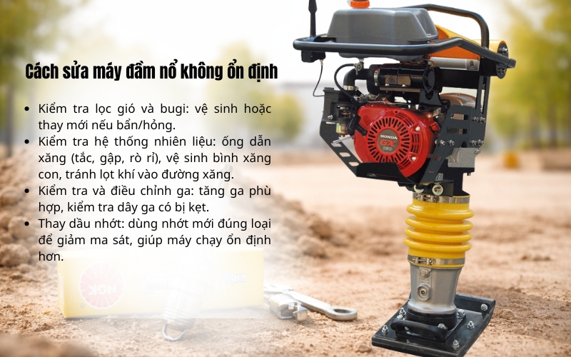 Cách sửa máy đầm nổ không ổn định
