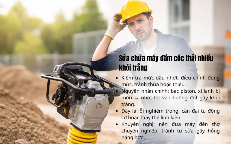 Sửa chữa máy đầm cóc thải nhiều khói trắng
