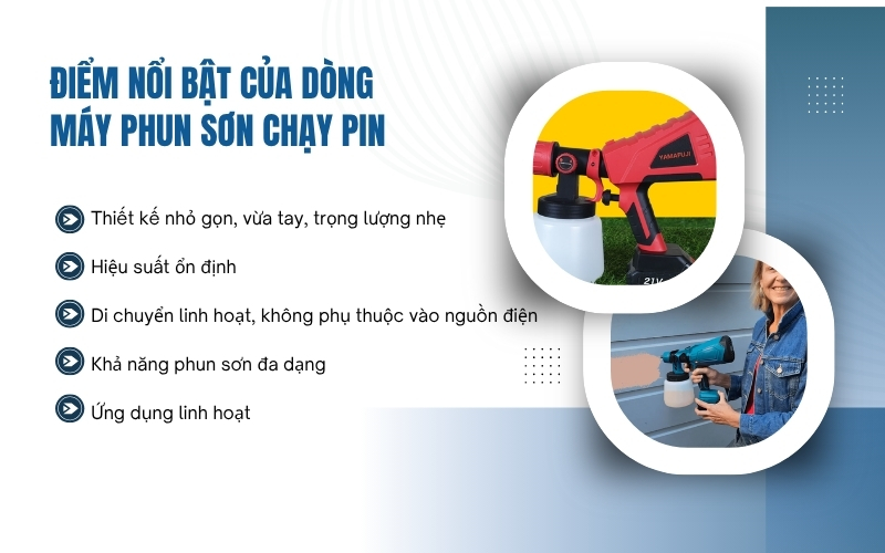 Điểm nổi bật của dòng máy phun sơn chạy pin