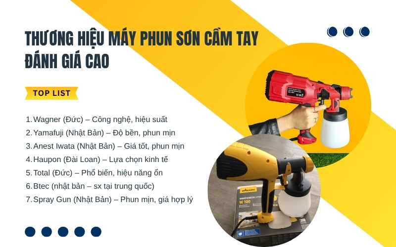Thương hiệu máy phun sơn cầm tay đánh giá cao